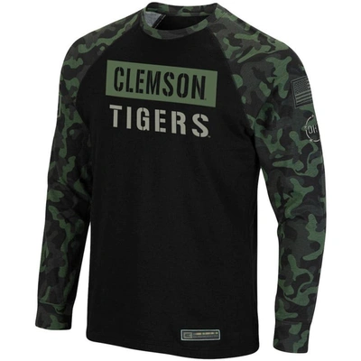 Shop Colosseum Black Clemson Tigers Oht Military Appreciation Camo Raglan Long Sleeve T-shirt