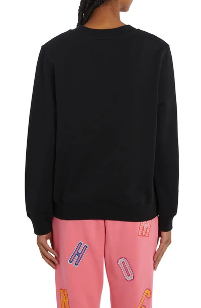 Shop Moschino Inflatable Bear Cotton Fleece Graphic Sweatshirt In Fantasy Print Black