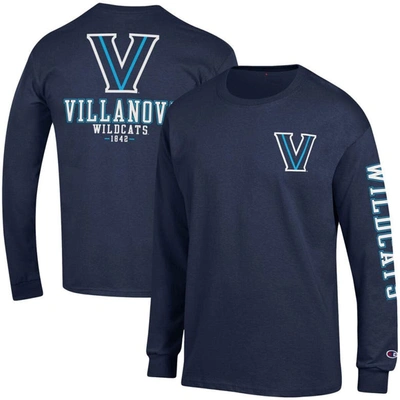 Shop Champion Navy Villanova Wildcats Team Stack Long Sleeve T-shirt