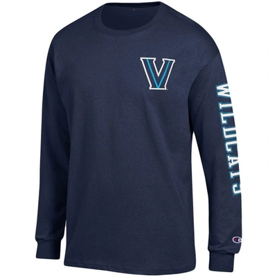 Shop Champion Navy Villanova Wildcats Team Stack Long Sleeve T-shirt
