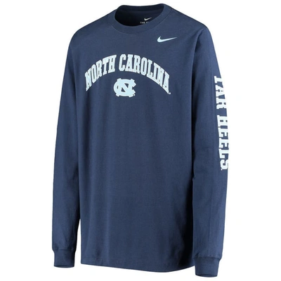 Nike Youth  Navy North Carolina Tar Heels Arch & Logo 2-hit Long Sleeve T-shirt In Navy