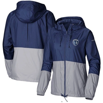 Shop Columbia Navy/gray Sporting Kansas City Flash Forward Team Windbreaker Jacket