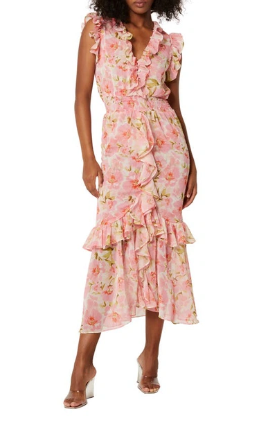 Shop Misa Kidada Floral Smocked Waist Dress In Blushing Flora Sm