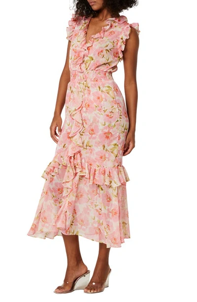 Shop Misa Kidada Floral Smocked Waist Dress In Blushing Flora Sm