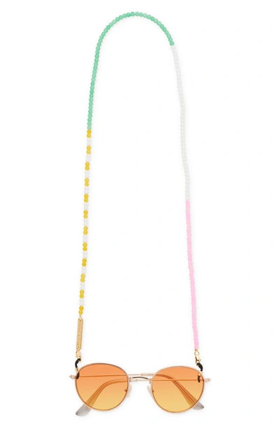 Shop Frame Chain Candy Lace Eyeglass Chain In Pink / 18k Yellow Gold Plated