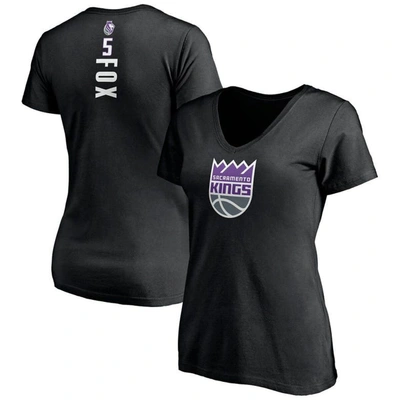 Shop Fanatics Branded De'aaron Fox Black Sacramento Kings Playmaker Logo Name & Number V-neck T-shirt