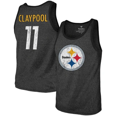 Shop Majestic Threads Chase Claypool Heathered Black Pittsburgh Steelers Name & Number Tri-blend Tank Top