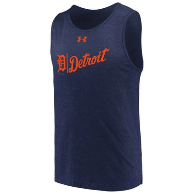 Shop Under Armour Heathered Navy Detroit Tigers Dual Logo Performance Tri-blend Tank Top In Heather Navy