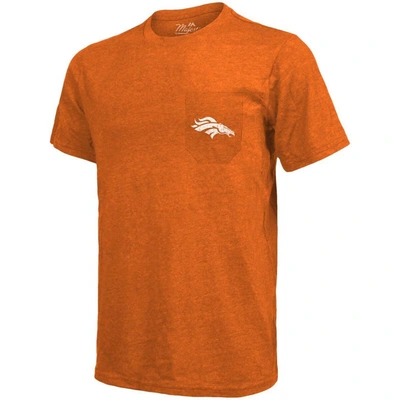 Shop Majestic Denver Broncos  Threads Tri-blend Pocket T-shirt In Orange