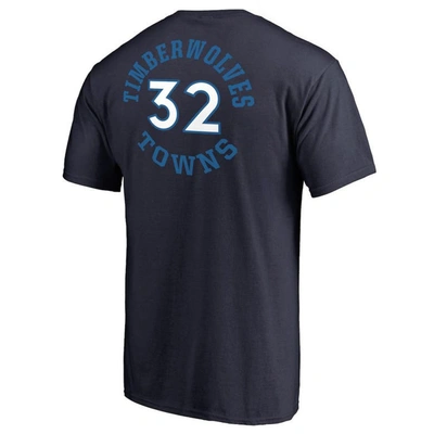 Shop Fanatics Branded Karl-anthony Towns Navy Minnesota Timberwolves Round About Name & Number T-shirt