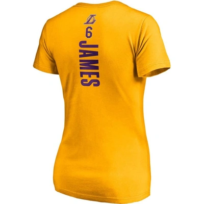 Shop Fanatics Branded Lebron James Gold Los Angeles Lakers Logo Playmaker Name & Number V-neck T-shirt