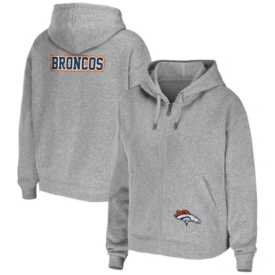 Wear By Erin Andrews Heather Grey Denver Broncos Plus Size Full-zip Hoodie