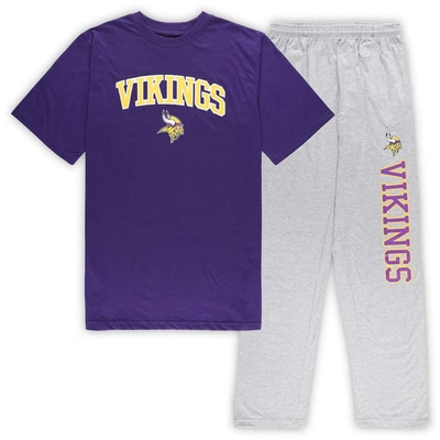 Shop Concepts Sport Purple/heather Gray Minnesota Vikings Big & Tall T-shirt & Pants Sleep Set