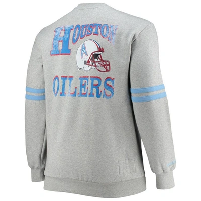 Men's Mitchell & Ness Heathered Gray Houston Oilers Allover Print Fleece  Pullover Sweatshirt