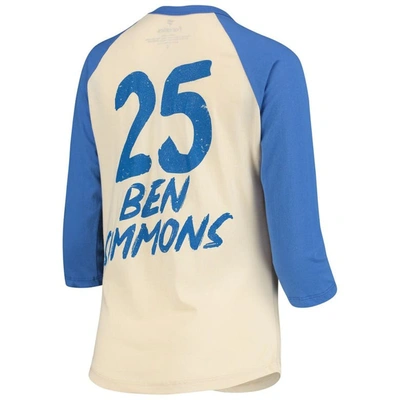 Shop Fanatics Branded Ben Simmons Cream Philadelphia 76ers Raglan 3/4-sleeve T-shirt