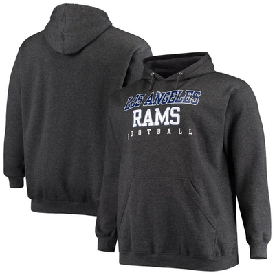 Shop Fanatics Branded Heathered Charcoal Los Angeles Rams Big & Tall Practice Pullover Hoodie In Heather Charcoal