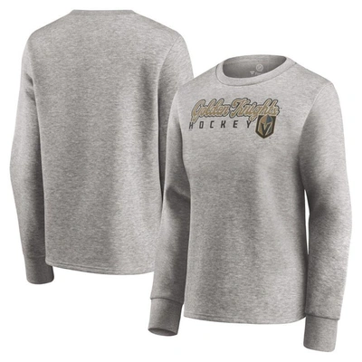 Shop Fanatics Branded Heathered Gray Vegas Golden Knights Fan Favorite Script Pullover Sweatshirt In Heather Gray