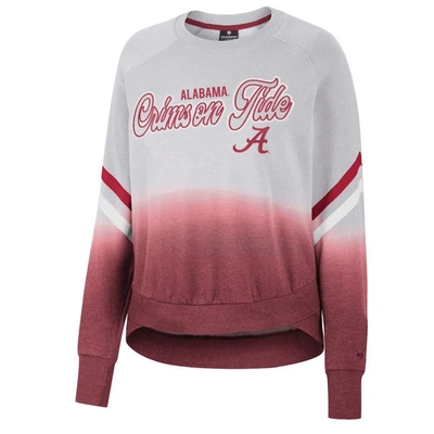 Shop Colosseum Gray Alabama Crimson Tide Cue Cards Dip-dye Raglan Pullover Sweatshirt