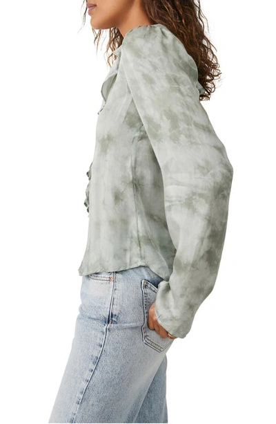 Shop Free People Sascha Ruffle Tie Front Blouse In Sage Combo