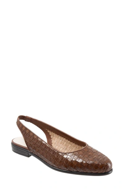 Shop Trotters Lucy Slingback Flat In Cognac Leather