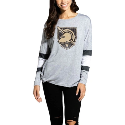 Shop Camp David Heathered Gray Army Black Knights Swell Stripe Long Sleeve T-shirt In Heather Gray