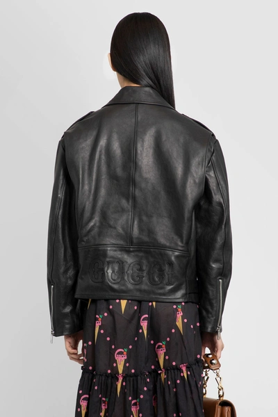 Shop Gucci Woman Black Leather Jackets