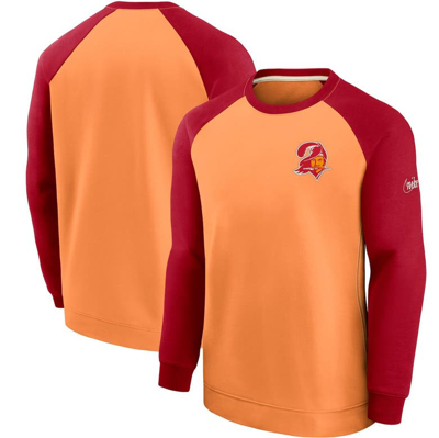 Shop Nike Orange/red Tampa Bay Buccaneers Historic Raglan Performance Pullover Sweater