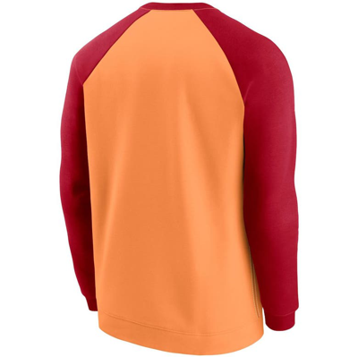 Shop Nike Orange/red Tampa Bay Buccaneers Historic Raglan Performance Pullover Sweater