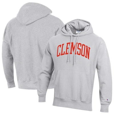Shop Champion Heathered Gray Clemson Tigers Team Arch Reverse Weave Pullover Hoodie In Heather Gray