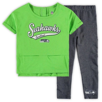 Shop Outerstuff Girls Preschool Neon Green Seattle Seahawks Diamond T-shirt & Leggings Set