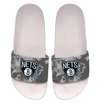 Shop Islide Unisex  Brooklyn Nets Acid Wash Motto Slide Sandals In White
