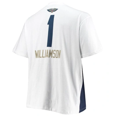 Shop Fanatics Branded Zion Williamson White New Orleans Pelicans Big & Tall Yoke T-shirt