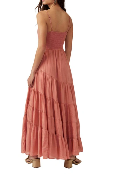 Shop Free People Sundrenched Smocked Waist Tiered Cotton Maxi Dress In Canyon Clay