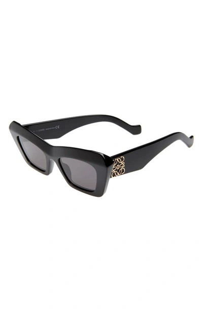 Shop Loewe Chunky Anagram 50mm Small Cat Eye Sunglasses In Black