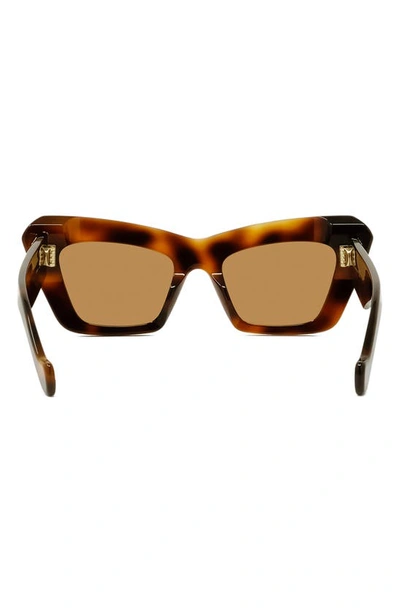 Shop Loewe Chunky Anagram 50mm Small Cat Eye Sunglasses In Blonde Havana / Brown