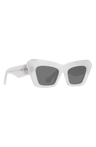 Shop Loewe Chunky Anagram 50mm Small Cat Eye Sunglasses In White / Smoke