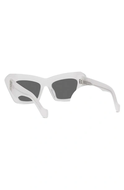 Shop Loewe Chunky Anagram 50mm Small Cat Eye Sunglasses In White / Smoke