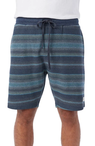 Shop O'neill Bavaro Stripe Cotton Blend Drawstring Shorts In Navy