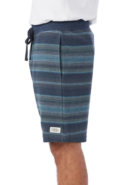 Shop O'neill Bavaro Stripe Cotton Blend Drawstring Shorts In Navy