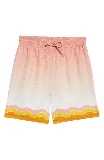 Shop Casablanca Rainbow Monogram Silk Shorts