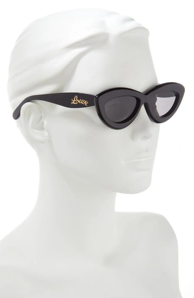 Shop Loewe Curvy 54mm Cat Eye Sunglasses In Shiny Black / Smoke