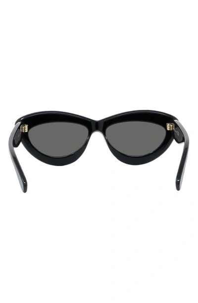 Shop Loewe Curvy 54mm Cat Eye Sunglasses In Shiny Black / Smoke