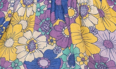 Shop Angel Dear Retro Cosmo Floral Organic Cotton Muslin Dress & Bloomers Set In Multi Purple