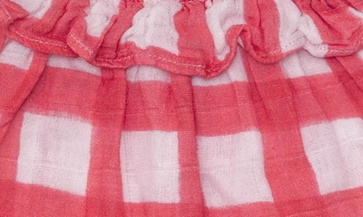 Shop Angel Dear Painted Gingham Organic Cotton Dress & Bloomers In Red