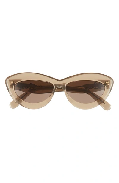 Shop Loewe Curvy Logo 54mm Cat Eye Sunglasses In Transparent Khaki