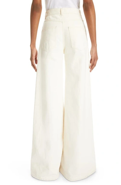 Shop Chloé Recycled Cotton Blend Wide Leg Jeans In Iconic Milk