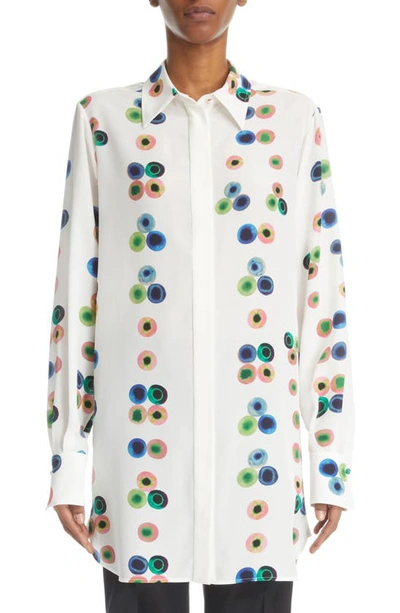 Shop Chloé Fusion Dot Print Long Sleeve Button-up Silk Shirt In Multicolor 1