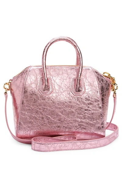 Shop Givenchy Mini Antigona Leather Satchel In Silk Pink