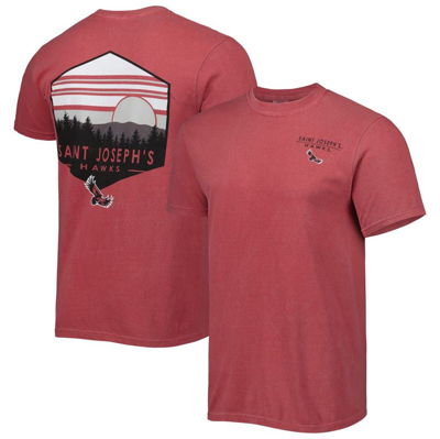 Shop Image One Crimson Saint Joseph's Hawks Landscape Shield T-shirt