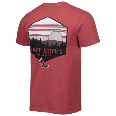 Shop Image One Crimson Saint Joseph's Hawks Landscape Shield T-shirt